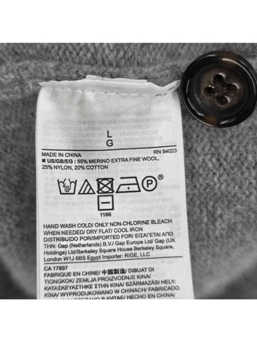 Banana Republic Sweater Mens L Gray Merino Wool Blend Full Zip Pockets Cardigan